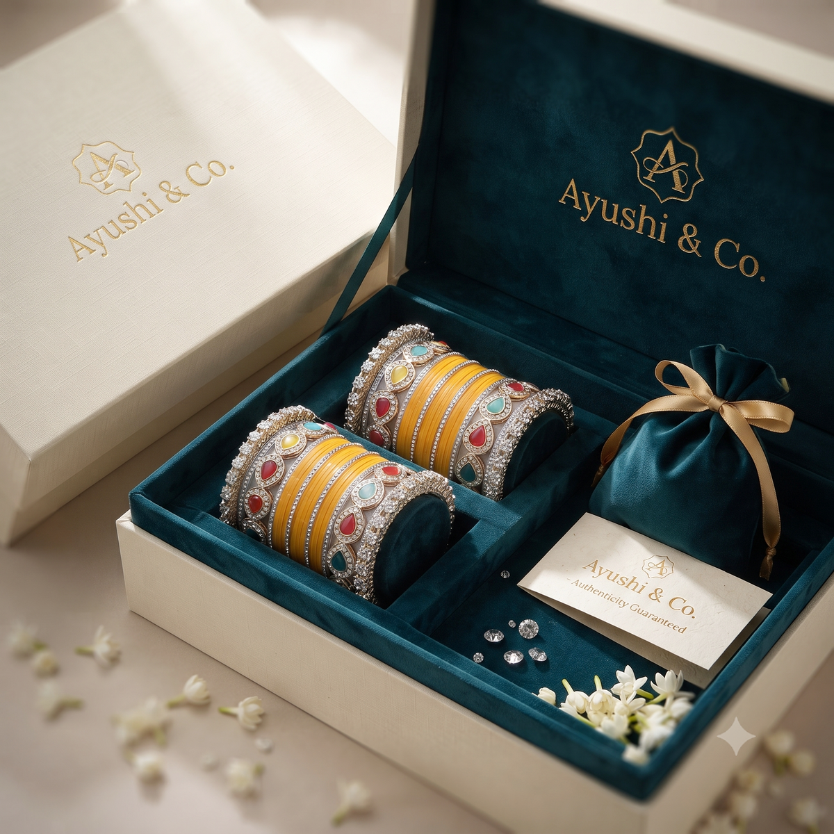 Yellow Haldi Bangles & Pachari Kadas | AYSIMA Kusum - 40 pieces