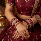 AYSIMA Rajnandini Maroon Bridal Bangle Set with Multicolour Kada