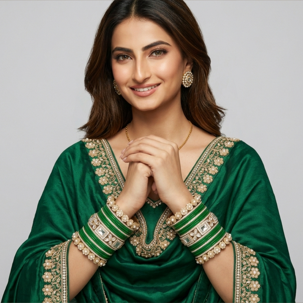 AYSIMA | Green Bangle Set for Women with Kada | 42 Pieces