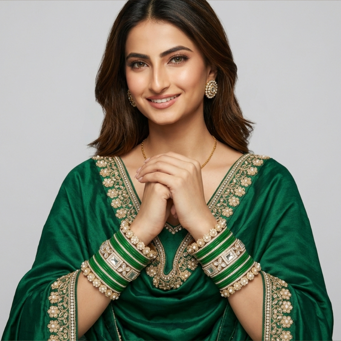 AYSIMA | Green Bangle Set for Women with Kada | 42 Pieces