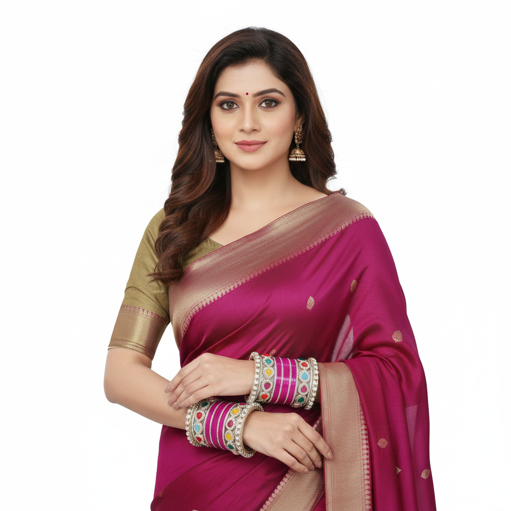 Rani Pink Bridal Bangles & Pachari Kadas | AYSIMA Siya - 40 pieces
