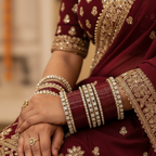 AYSIMA Burgundy Royale – Maroon 56-Piece Bridal Bangle Set with Statement Kada