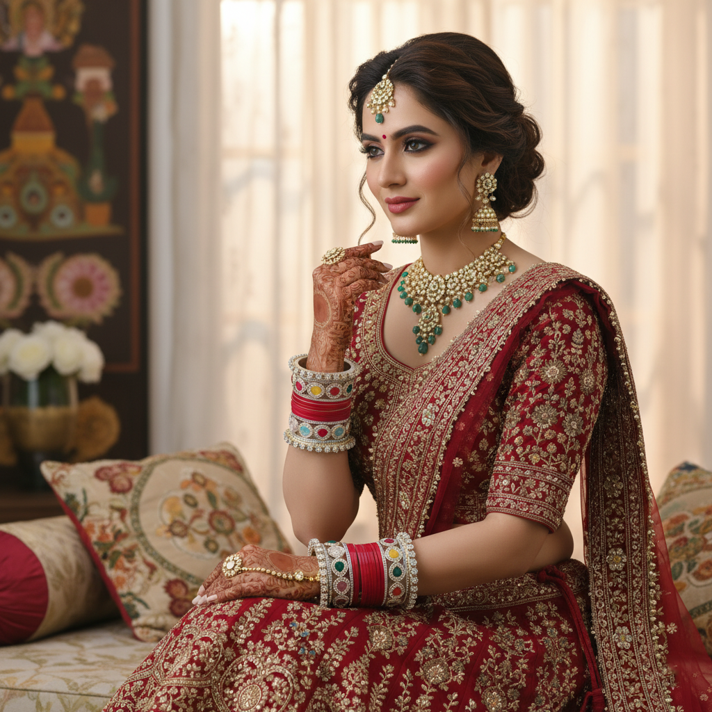 Red Bridal Bangles & Multicolour Kadas | AYSIMA Prisha - 36 pieces