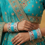Blue Bridal Bangles & Multicolour Kadas | AYSIMA Yamini - 36 pieces