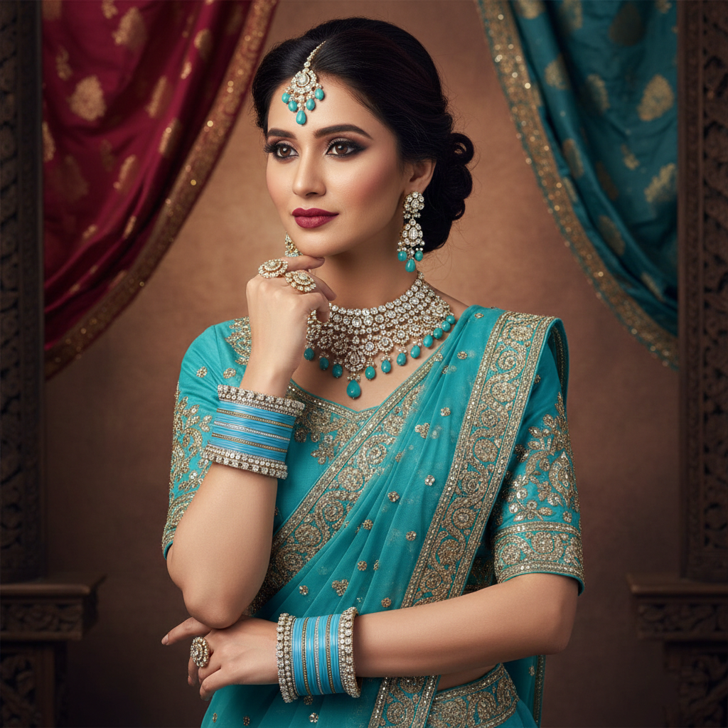 AYSIMA Azure Grace – Blue Bangle Set for Women with Designer Kadas | 42 pieces