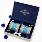 AYSIMA Niharika – Turquoise Blue Bridal Bangle Set with Floral Kadas - 40 pieces