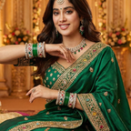 AYSIMA Green Bridal Bangles & Multicolour Kadas | Navya - 36 pieces