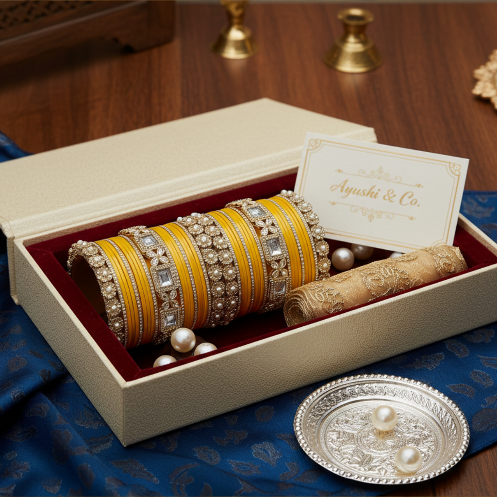 AYSIMA | Yellow Bangle Set for Women with Kada | 42 Pieces