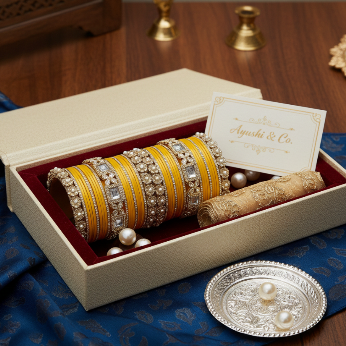 AYSIMA | Yellow Bangle Set for Women with Kada | 42 Pieces