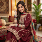 Maroon Bridal Bangles & Multicolour Kadas | AYSIMA Rasika - 36 pieces