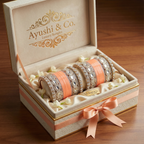 AYSIMA Peach Bridal Bangles & Pachari Kadas – Anvika - 36 pieces