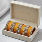 AYSIMA Marigold Royale – Mustard Yellow 56-Piece Bridal Bangle Set with Statement Kada