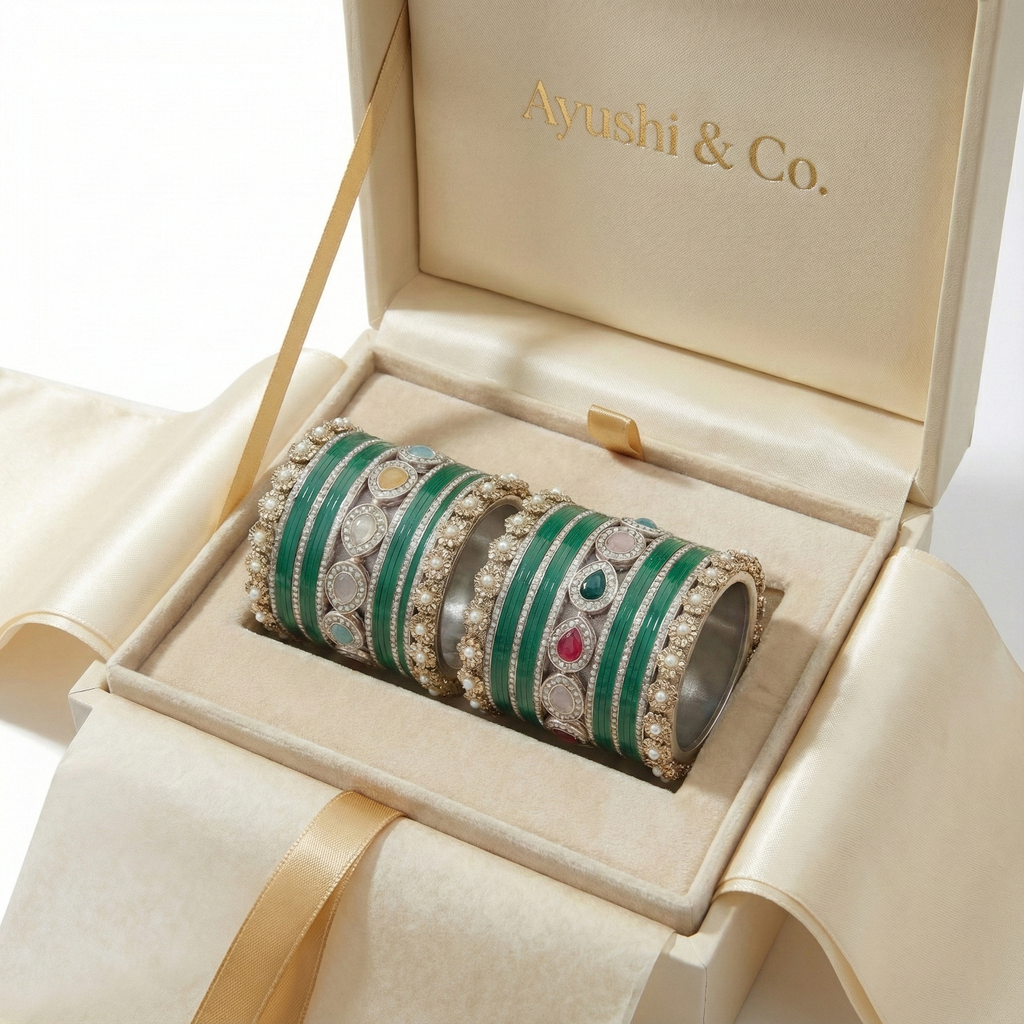 AYSIMA | Green Bangle Set for Women with Kada | 42 Pieces
