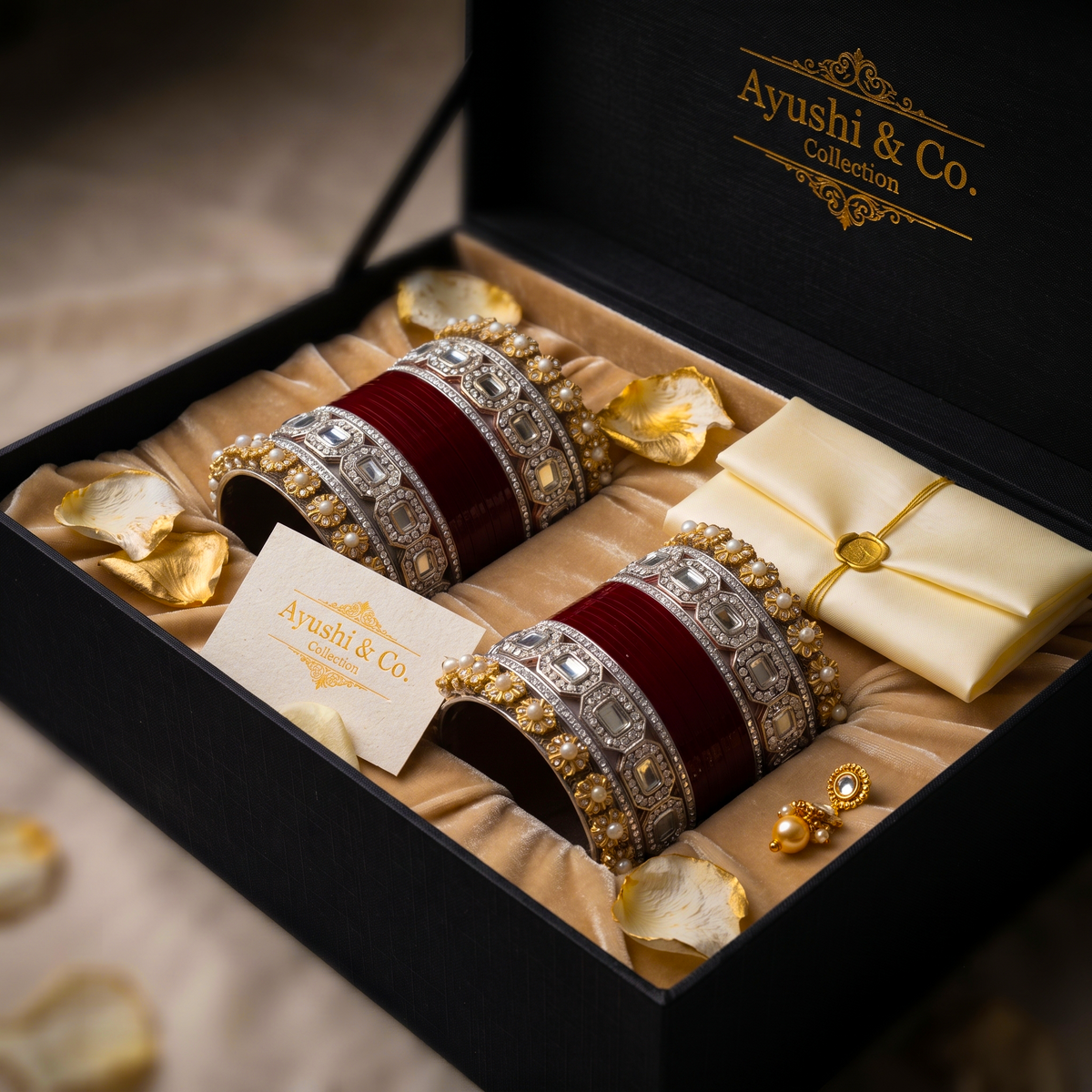 AYSIMA Devyani – Maroon Bridal Bangle Set with Pachari Kadas - 36 pieces