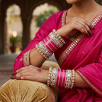 AYSIMA | 40-Piece Rani Pink Bangle Set with Kada for Women