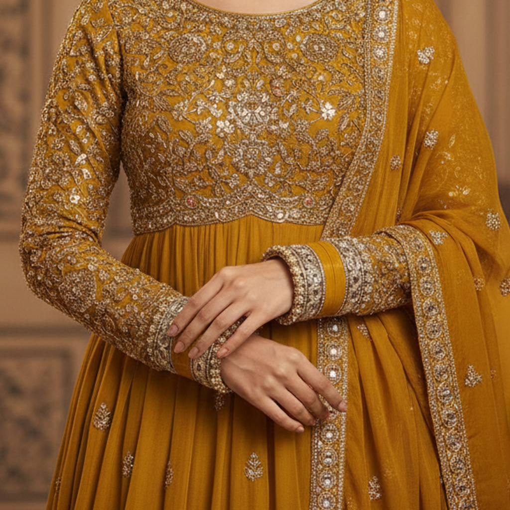 AYSIMA Kesarika Yellow Haldi Bangle Set with Geometric & Floral Kadas - 36 pieces