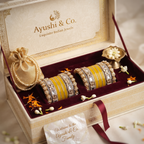 AYSIMA Sunaina – Yellow Haldi Bangle Set with Floral Kadas & Pearl-Look Accents - 40 pieces