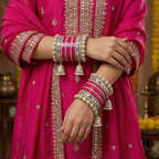 AYSIMA Rani Pink Bridal Chura & Kangan Bangle Set – 40 Pieces