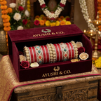 AYSIMA Laal Shringar – Red Bridal Bangle Set with Statement Kada - 42 pieces