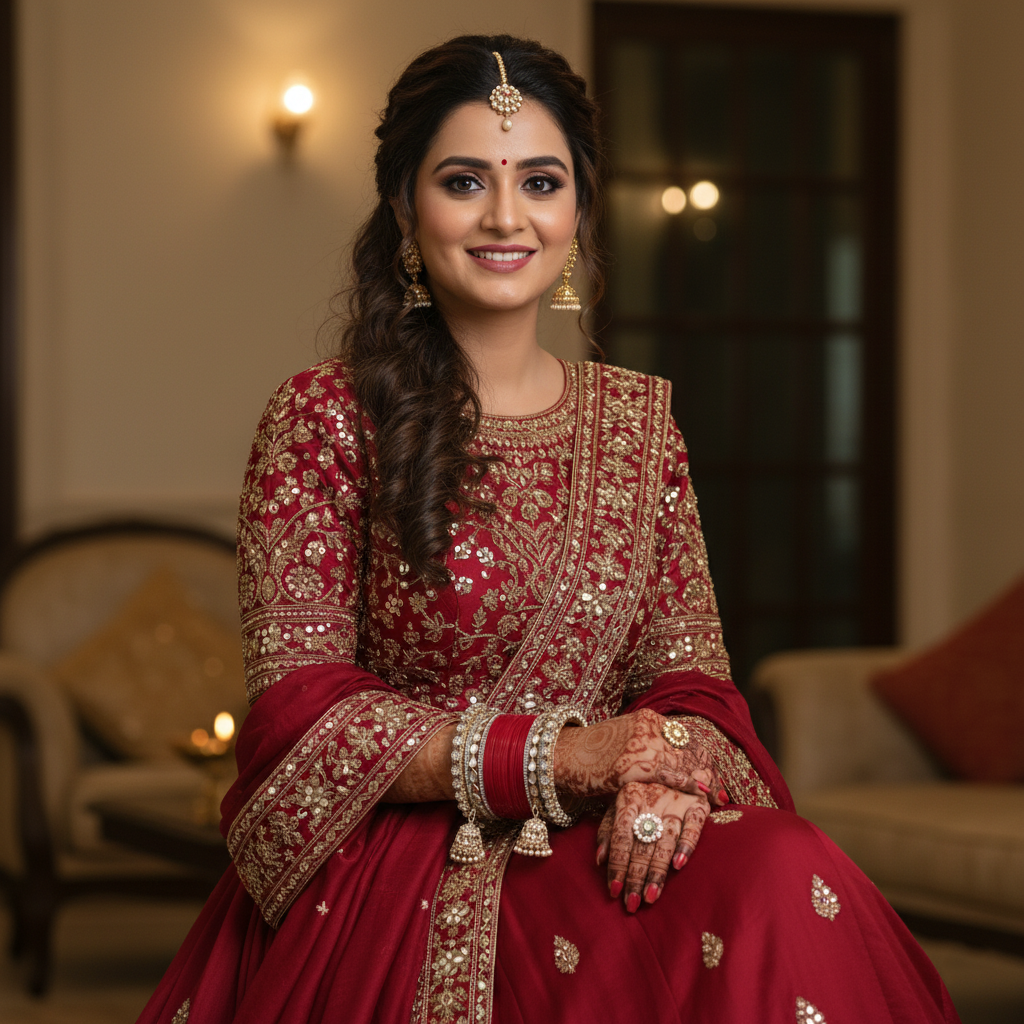 AYSIMA Vedika – Red Bridal Bangle Set with Jhumka Charms - 36 pieces