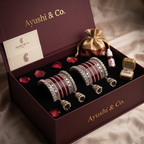 AYSIMA Maithili – Maroon Bridal Bangle Set with Mirror-Look Kadas & Jhumka Charms - 40 pieces