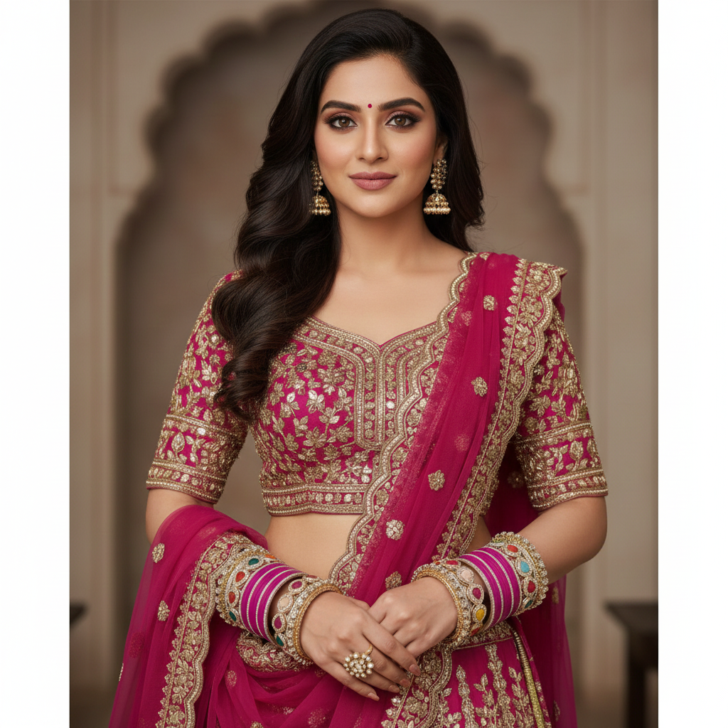 Rani Pink Bridal Bangles & Pachari Kadas | AYSIMA Siya - 40 pieces