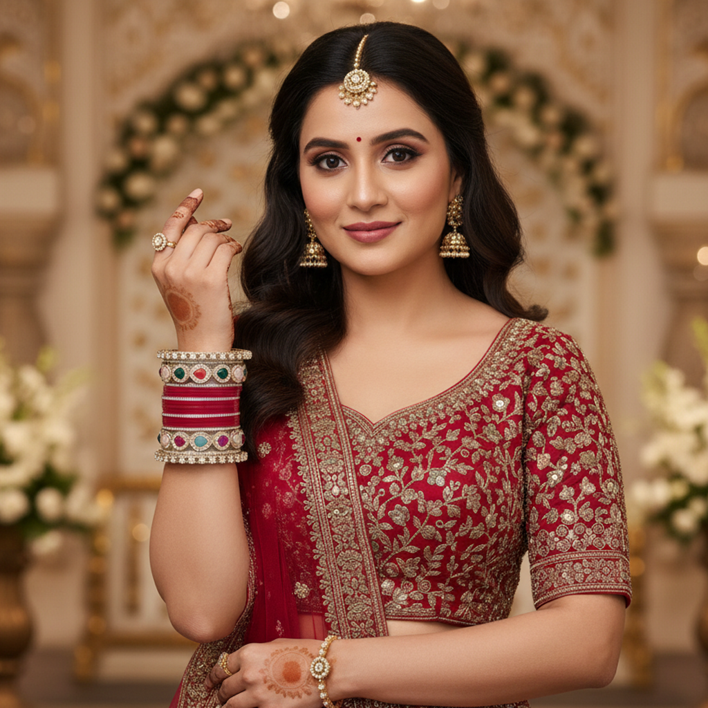 Red Bridal Bangles & Pachari Kadas | AYSIMA Ritika - 40 pieces