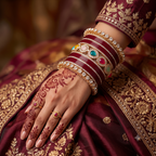 AYSIMA Rajnandini Maroon Bridal Bangle Set with Multicolour Kada