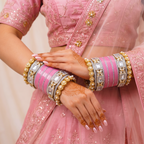 AYSIMA | 40-Piece Pink Bangle Set with Kada for Women