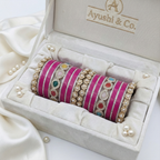 AYSIMA Rani Shringar – Rani Pink Bridal Bangle Set with Statement Kada - 42 pieces