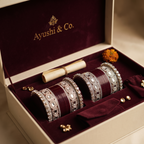 AYSIMA Maroon Bridal Bangles & Pachari Kadas – Devyani - 36 pieces