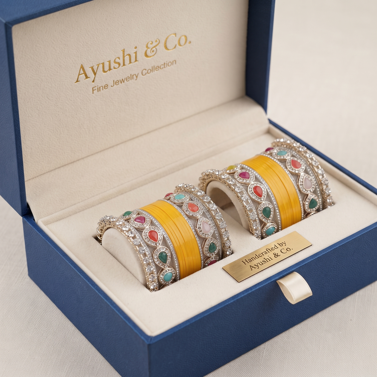 AYSIMA Yellow Haldi Bangles & Multicolour Kadas | Pihu - 36 pieces