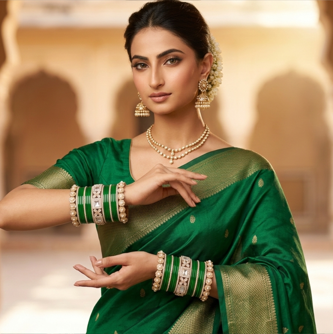 AYSIMA | Green Bangle Set for Women with Kada | 42 Pieces