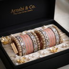 AYSIMA Tanvi – Peach Bridal Bangle Set with Floral Kadas & Pearl-Look Accents - 40 pieces
