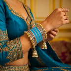 AYSIMA Turquoise Blue Bridal Chura & Kangan Bangle Set – 40 Pieces