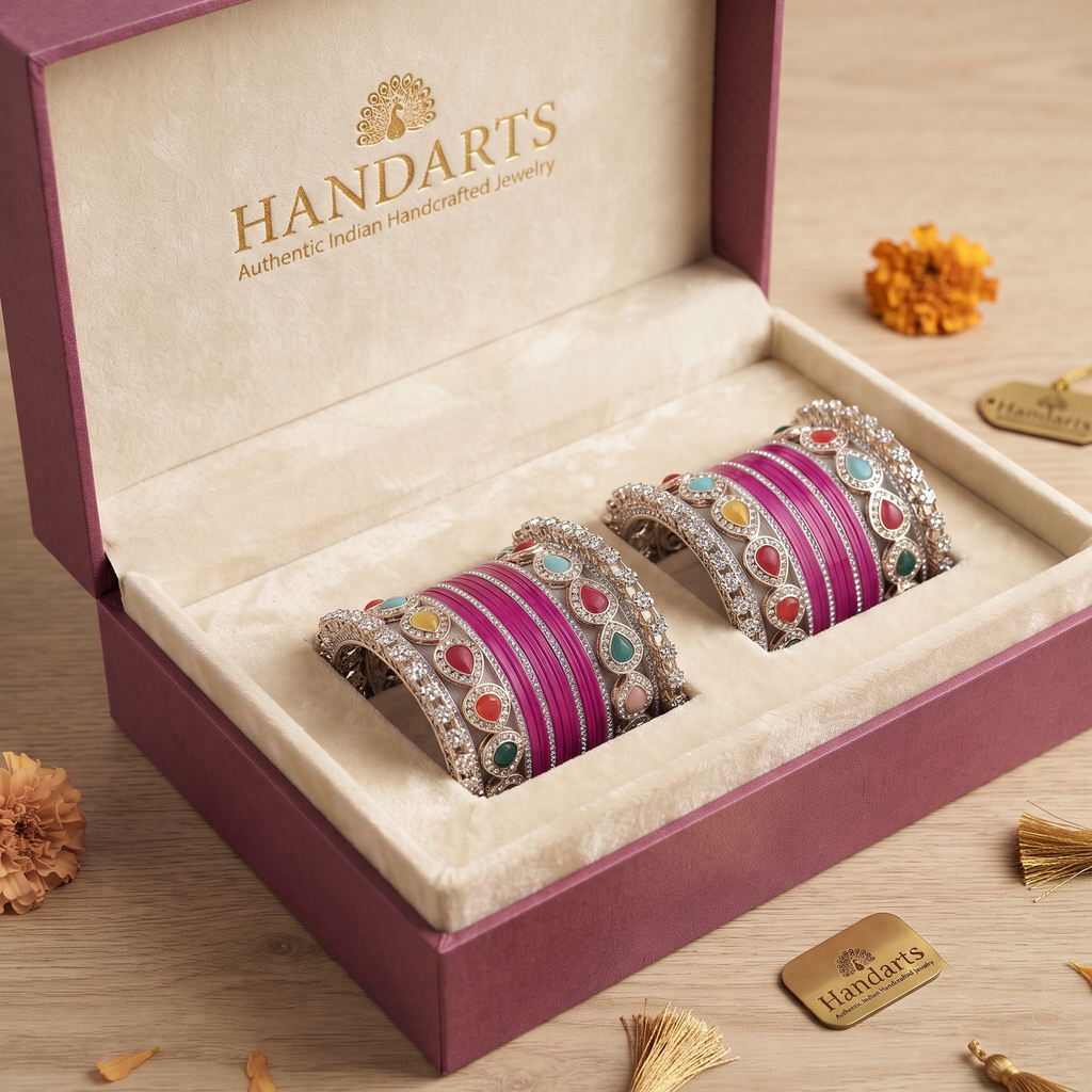 Rani Pink Bridal Bangles & Pachari Kadas | AYSIMA Siya - 40 pieces