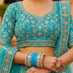 AYSIMA Neelakshi – Turquoise Blue Bridal Bangle Set with Decorative Kadas | 36 Pieces