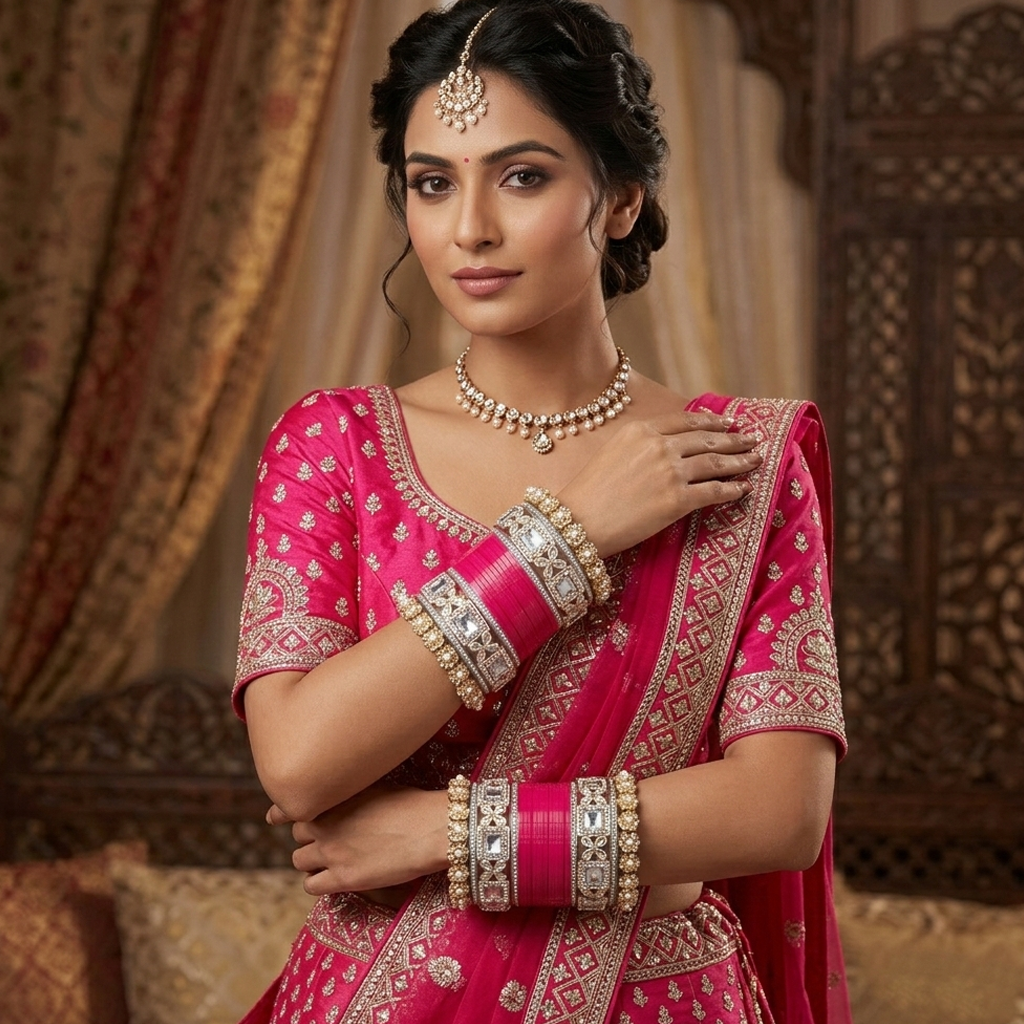 AYSIMA Rani Pink Bridal Bangle Set – 36 Pieces