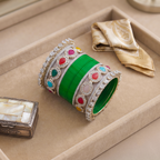 AYSIMA Green Bridal Bangles & Multicolour Kadas | Navya - 36 pieces