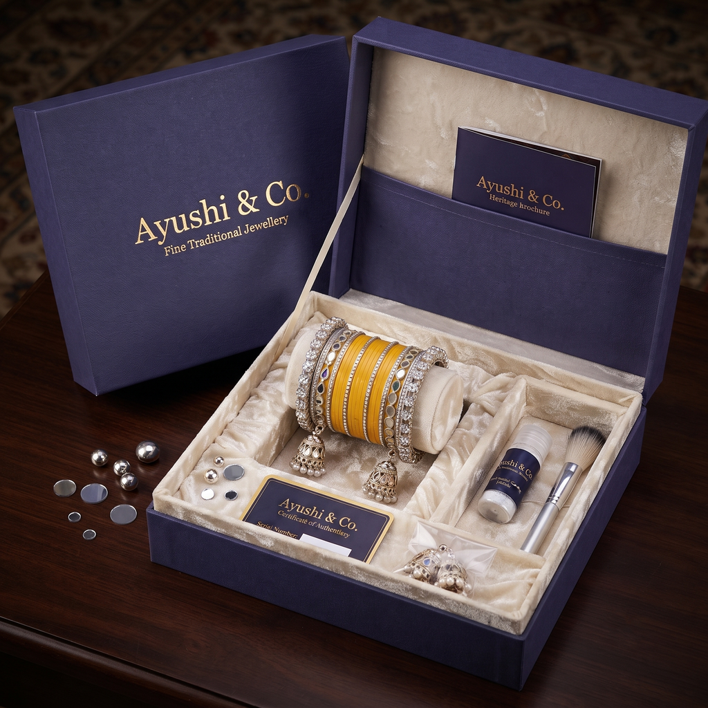 AYSIMA Avni – Yellow Haldi Bangles with Mirror-Look Kadas & Jhumka Charms - 40 pieces