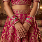 AYSIMA Rageshri Rani Pink Bridal Bangle Set with Multicolour Kada