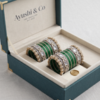 AYSIMA Aparna – Green Bridal Bangles with Floral Kadas & Pearl-Look Accents - 40 pieces