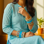 AYSIMA Turquoise Blue Bridal Bangles & Kadas – Leher - 36 pieces