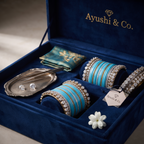 AYSIMA Azure Grace – Blue Bangle Set for Women with Designer Kadas | 42 pieces