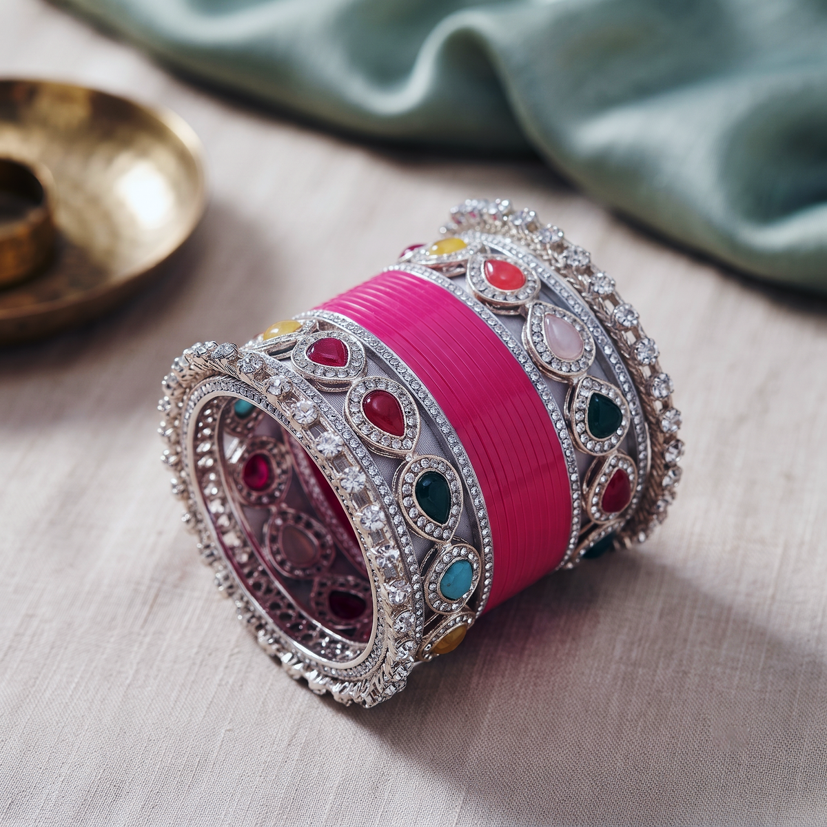 Rani Pink Bridal Bangles & Kadas | AYSIMA Lavanya - 36 pieces