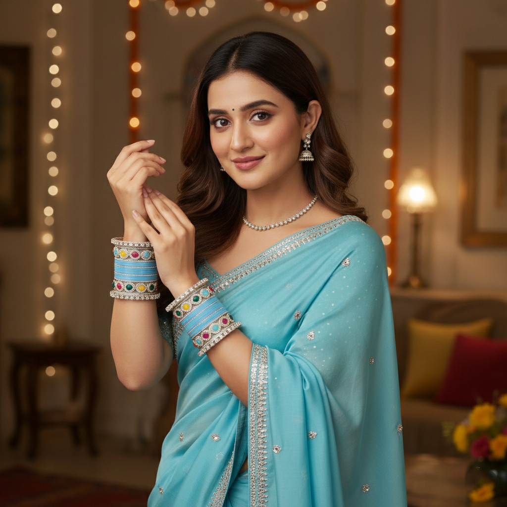 Sky Blue Bridal Bangles & Pachari Kadas | AYSIMA Amaya - 40 pieces