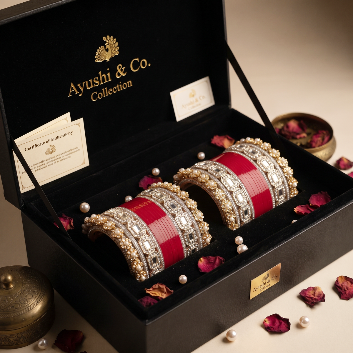 AYSIMA Laal Shringar – Red 36-Piece Bridal Bangle Set with Kadas
