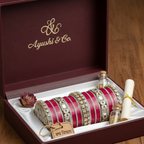 AYSIMA Rangini Rani Pink Bridal Bangles for Women | Floral Kada Wedding Bangle Set