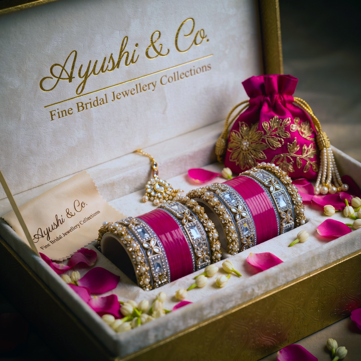 AYSIMA Rani Pink Bridal Bangle Set – 36 Pieces