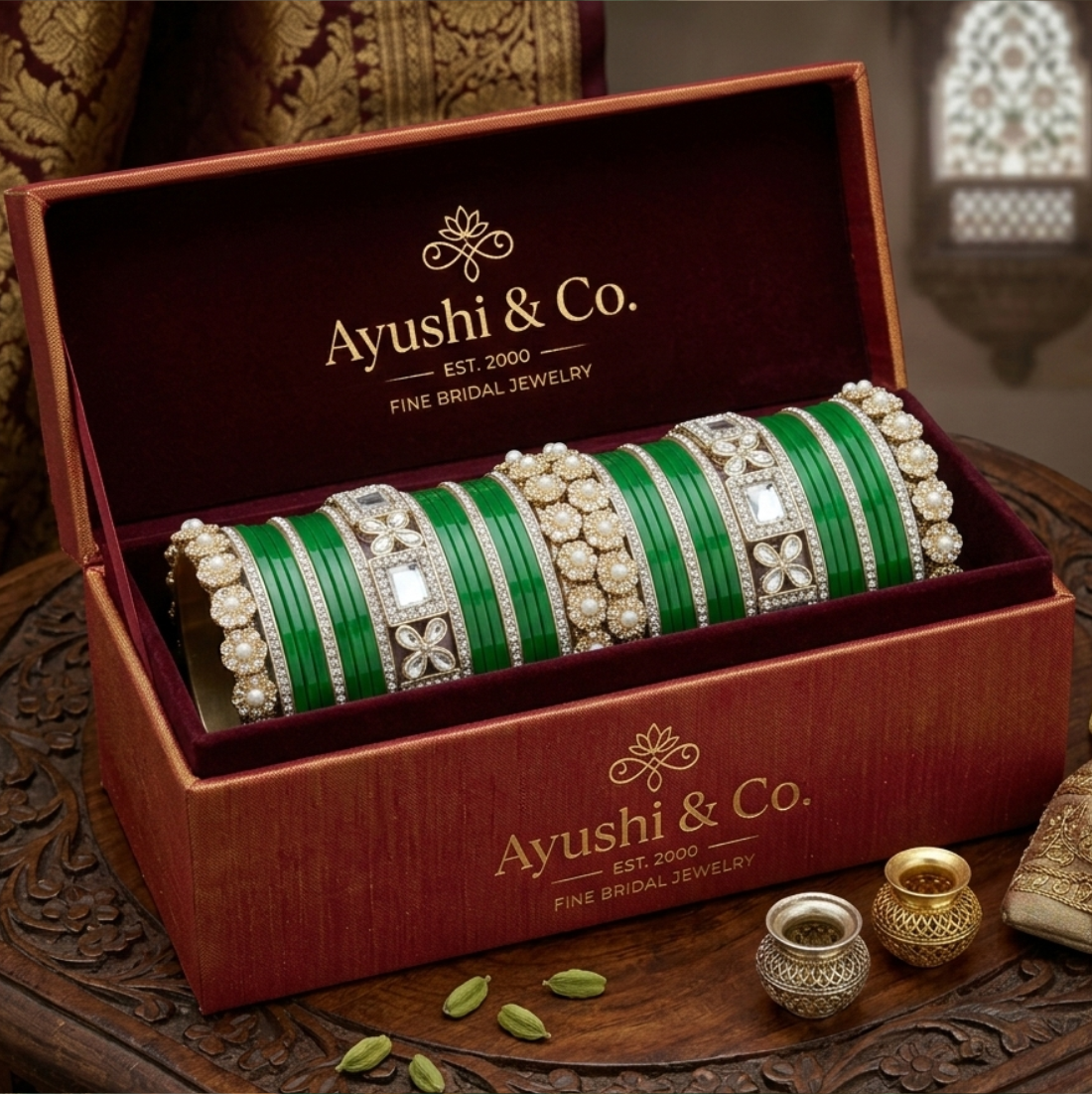 AYSIMA | Green Bangle Set for Women with Kada | 42 Pieces